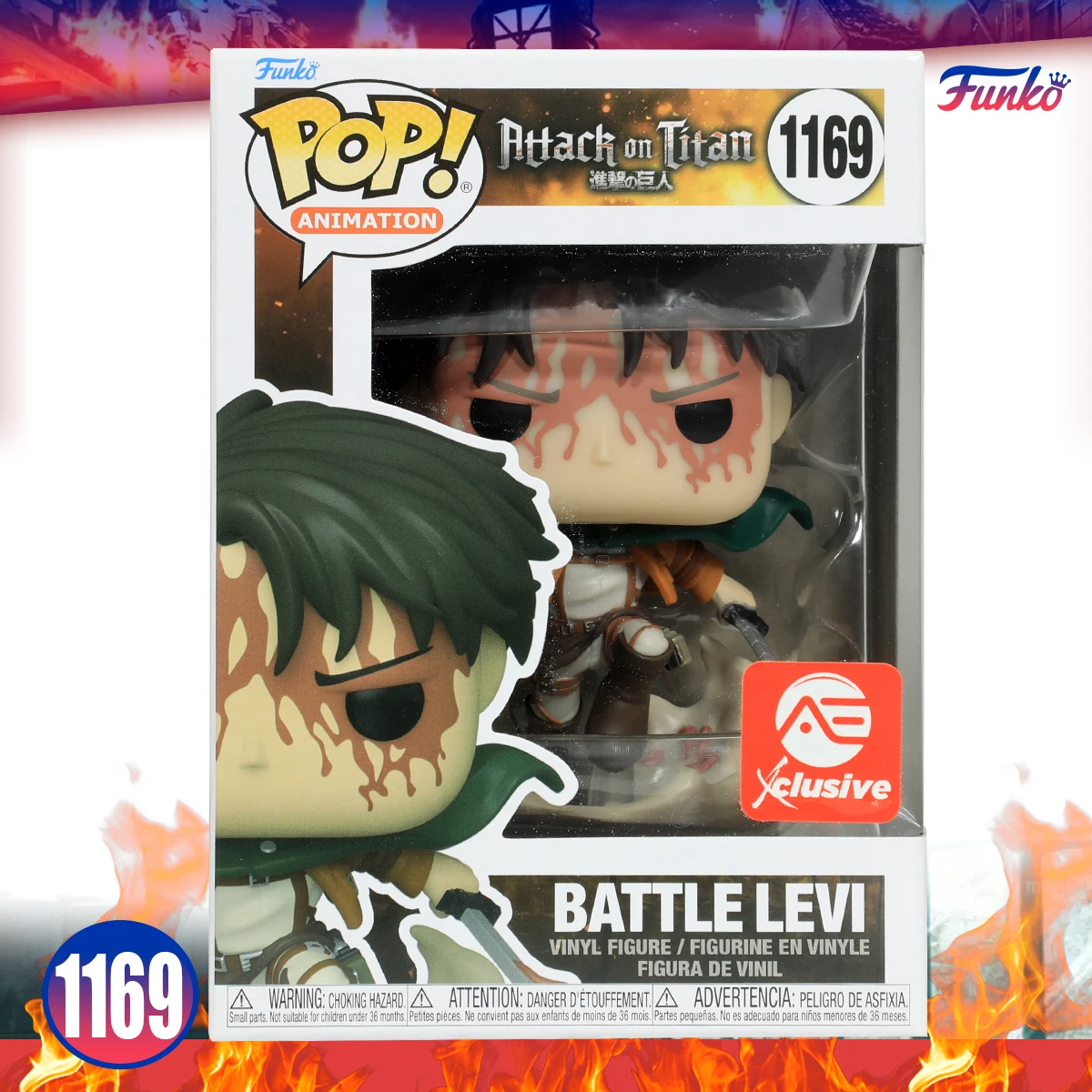 Funko Pop Animation Attack On Titan Series # 1169 Battle Levi Figura in vinile Modello esclusivo Collezione di giocattoli per bambole Regali Giocattoli