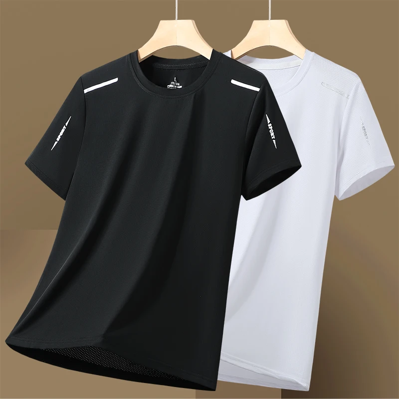Sommer Outdoor Lauf- und Fitness-T-Shirt, Schweißabsorbierend, Schnelltrocknend, Eisseide, Modisch, Trendig, Lässig, Vielseitig, Locker Sitzend Image