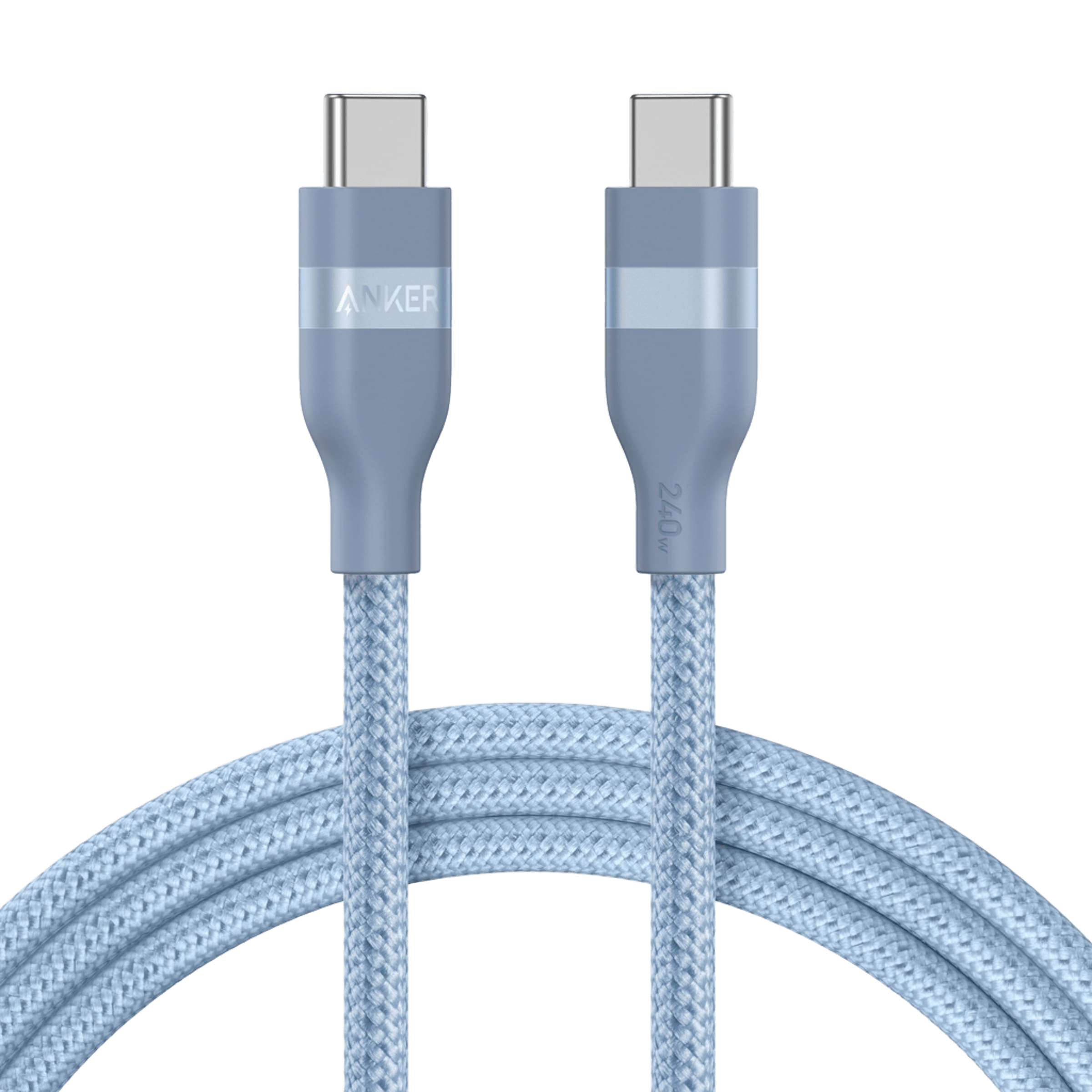 Anker USB-C to USB-C Cable (3 ft / 6 ft, 240W, Upcycled-Braided) 6 ft / Ice Lake Blue