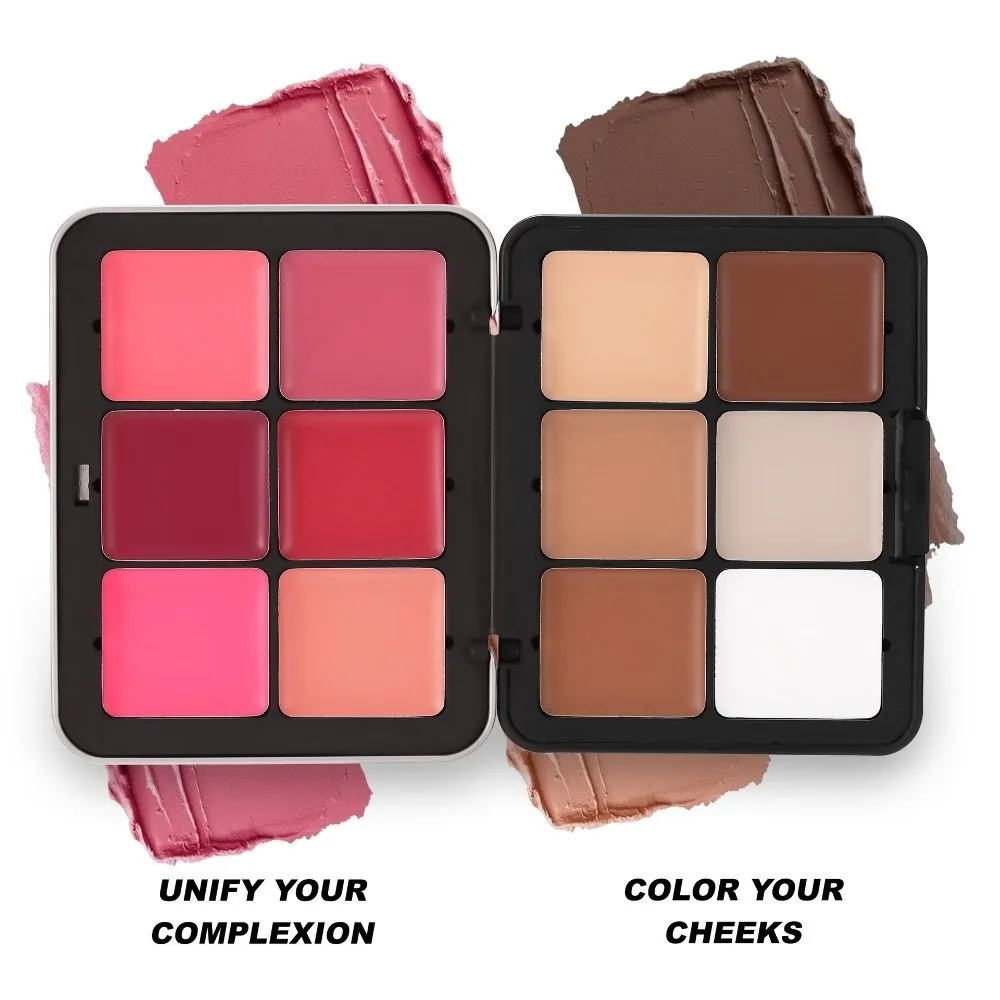 Palette de fard à joues et correcteur 12 couleurs, fini mat, palette de maquillage multi-usages, contour, ombre, fard à joues longue tenue