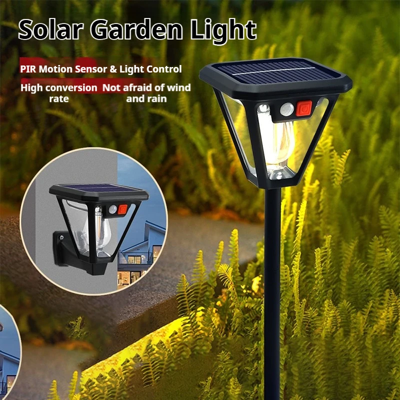 Lampe de sol à brancher pour jardin, lampe solaire à induction LED pour pelouse, lampe de jardin extérieure, lampe tungstène, lampe murale solaire double usage