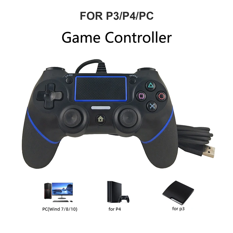 Wired Game Controller For PS4 PS3 Console Dual Vibration Gamepad For PS4 PS3 PC Gaming Joystick Joypad For PS/PC