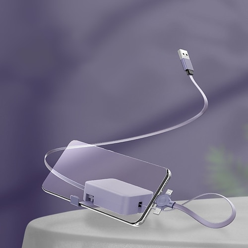 2er-Pack 3-in-1-Ladekabel mit Einzugsmechanismus und Handyhalterung, Multi-USB-Ladekabel für iPhone, USB Typ C, Micro-USB, tragbares, verwicklungsfreies Reise-Ladekabel in Macaron-Farben für Android, Image