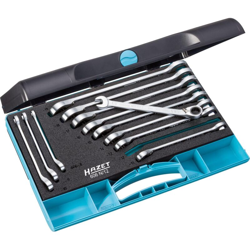 Fp - Serie Di Chiavi Combinate Con Cricchetto 606n/12 ∙ Profilo Trazione Con Doppio Esagono Esterno ∙ 12-pezzi ∙ 8 – 19
