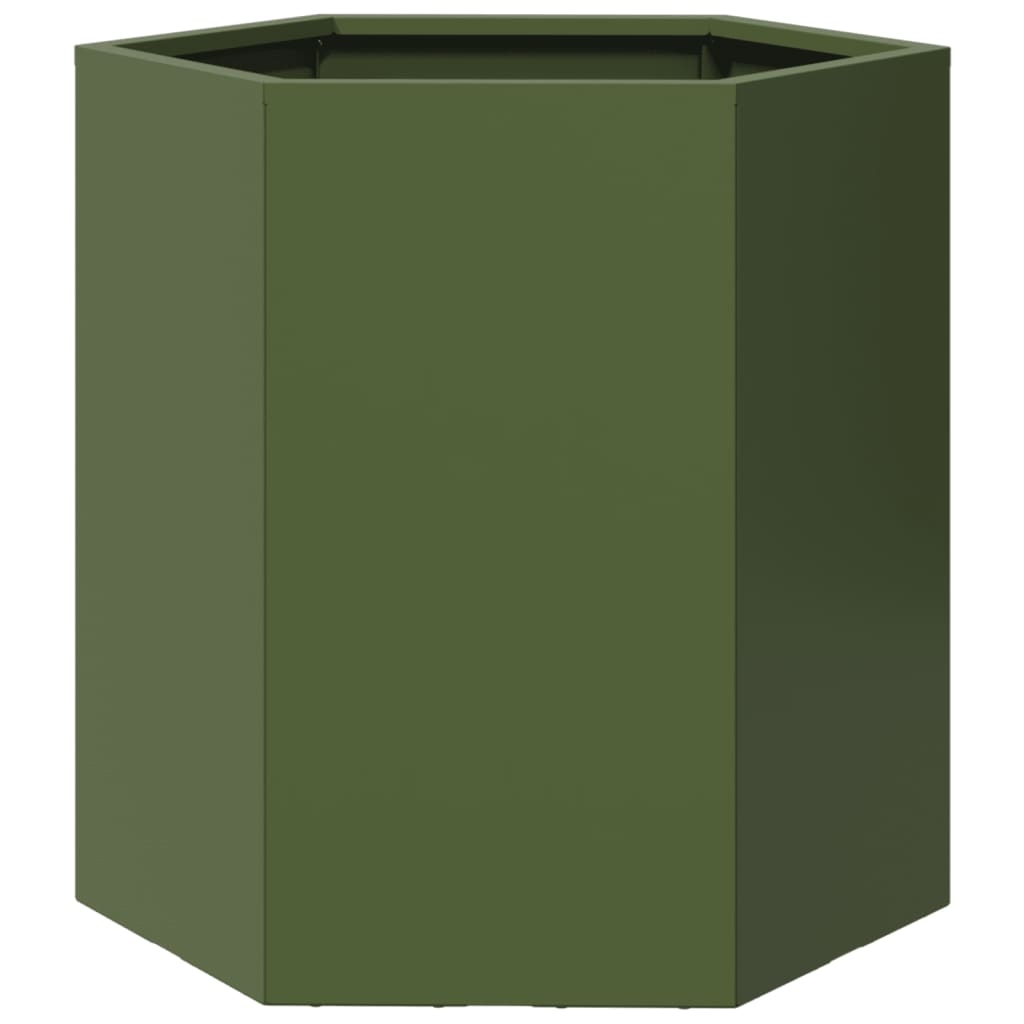 Helloshop26 - Hochbeet für Pflanzen Blumen Terrasse Garten Olivenform sechseckig 46 x 40 x 45 cm grüner Stahl 02_0038710 Image