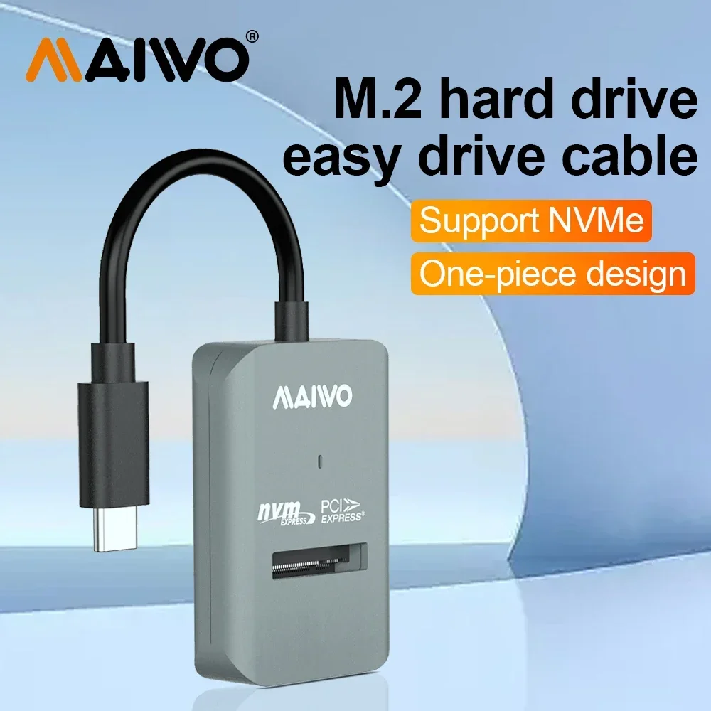 MAIWO M.2 NVME SSD-Gehäuse 10 Gbit/s Typ C M2 NVMe NGFF SATA SSD-Gehäuse NVME zu USB-C PCIe SSD-Gehäuse für M2 2230/2242/2260/2280 Image