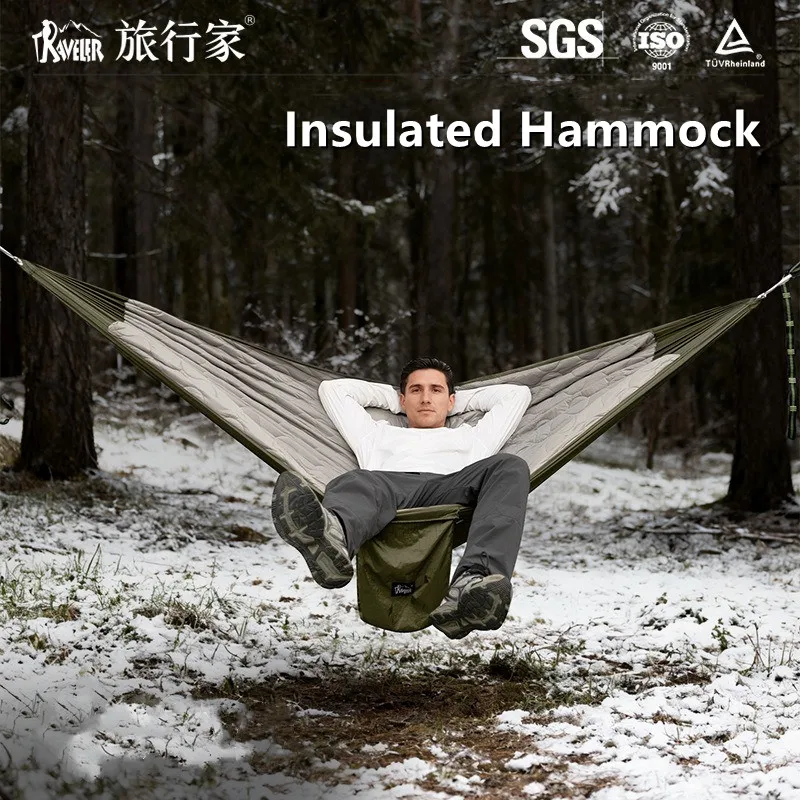 Outdoor-Hängematte mit Schlafsack, warmes, bequemes Anti-Roll-Design, robustes, winddichtes, kältebeständiges Campingbett