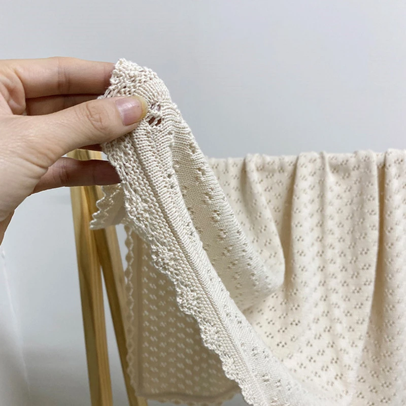 Neugeborenen Baby Decke Gestrickt Bettwäsche Tröster Baumwolle Swadlle für Neue Geboren Babys Zubehör Kinderwagen Decke Empfangen Bett Abdeckung Image