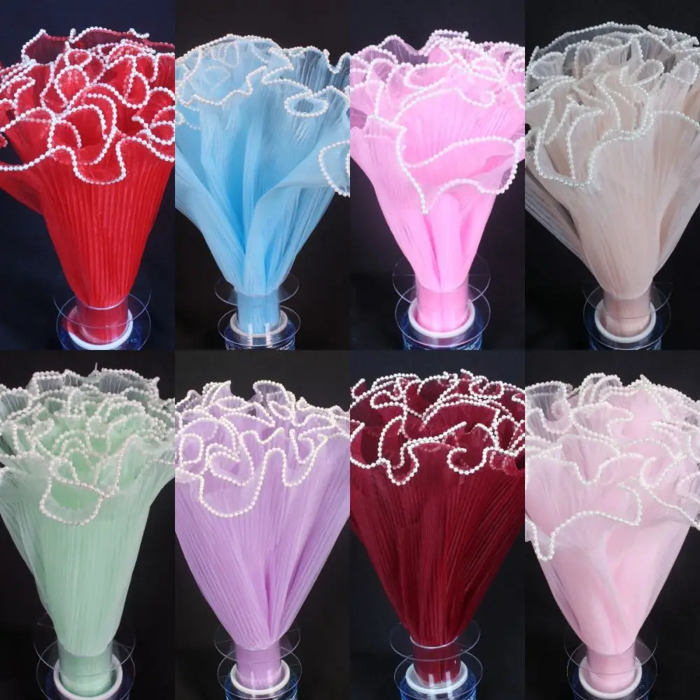 Perlen-Spitzenblumen-Einwickelpapier Handgemachtes Bouquet Floristik Geschenkverpackung Wellengarn Romantische Rolle Blumenstrauß-Verpackung Image