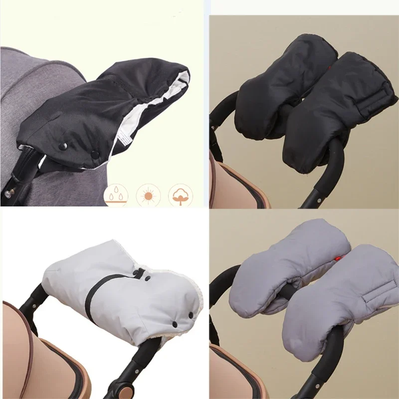 Winter Kinderwagen Hand Muff Kinderwagen Kinderwagen Warme Pelz Fleece Hand Abdeckung Wind Wasserdicht Warenkorb Muff Handschuh Kinderwagen Zubehör Image