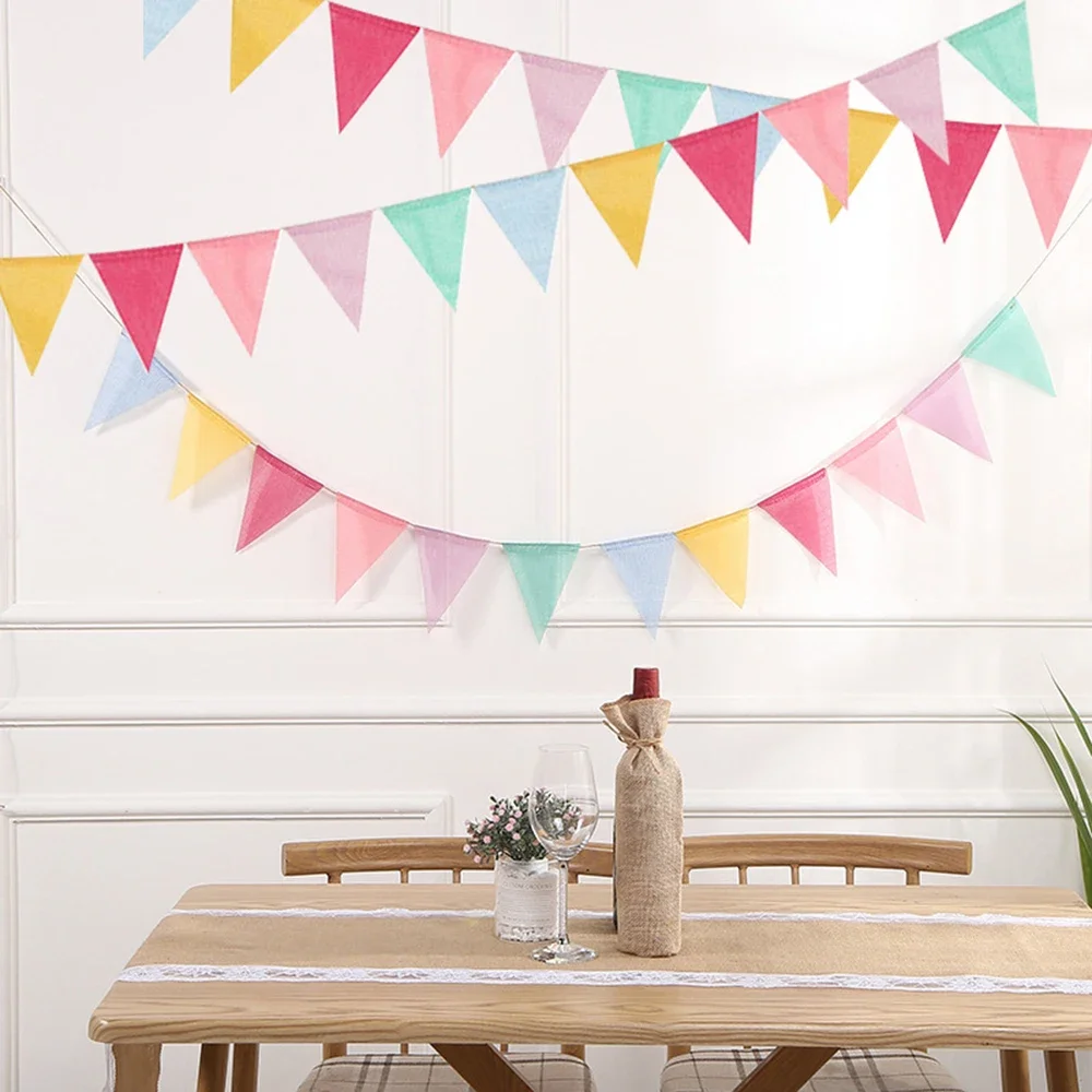 1PC Vintage Bunte Sackleinen Leinen Bunting Flaggen Wimpel Für Alles Gute Zum Geburtstag Party Hochzeit Dekoration Candy Bar Image