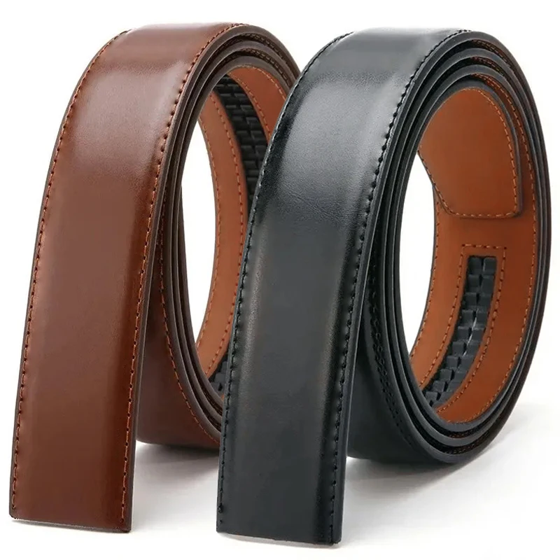 3,5 cm breiter Gürtelstreifen für automatische Schnalle, echter Original-Gürtelkörper aus echtem Leder, keine Schnalle für Männer und Frauen, Gürtelzubehör Image