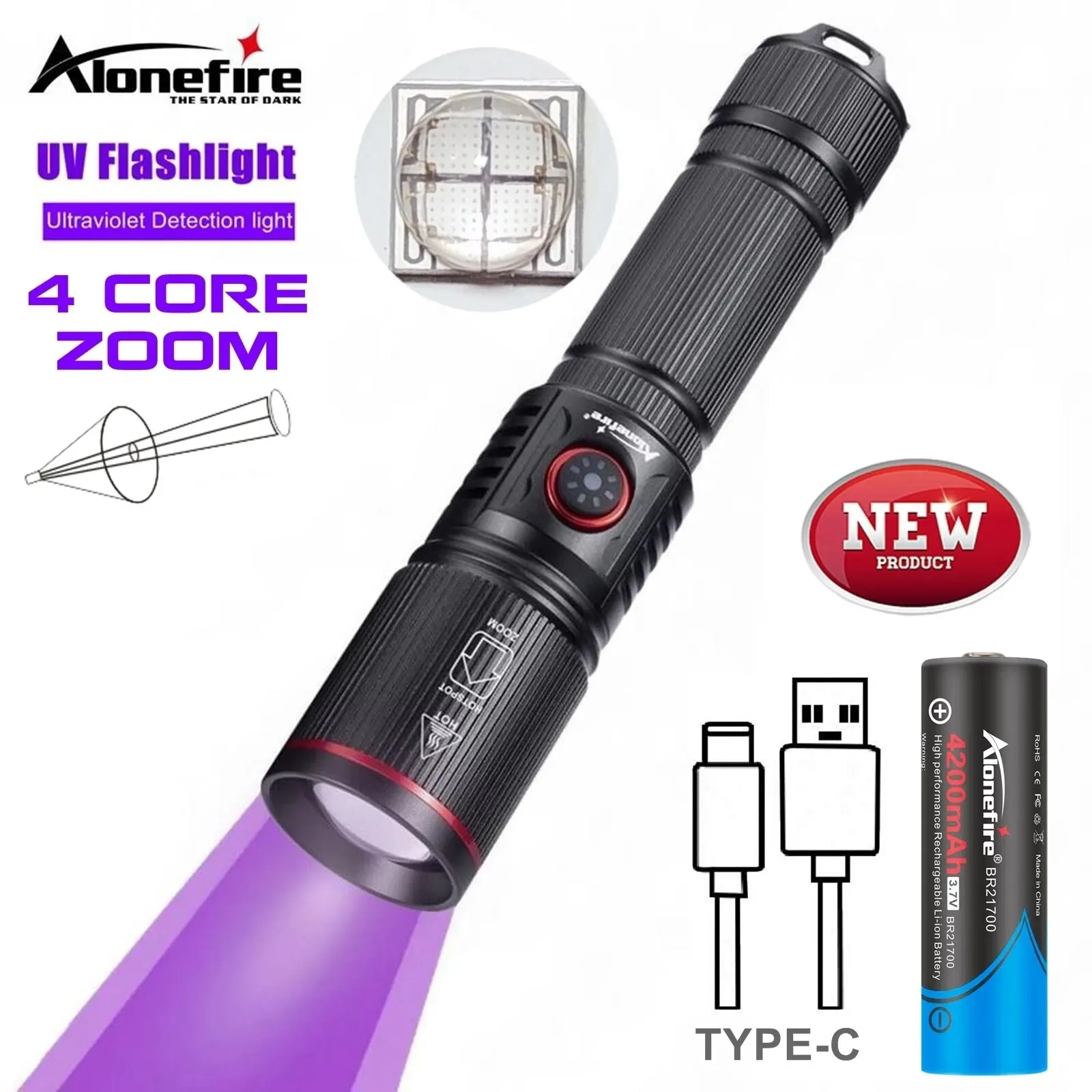 Zoom 20W LED High Power UV Taschenlampe 365/395nm Unsichtbare Tinte Marker Katze Hund Urin Tinea Erz geld Skorpion Fluoreszenz Licht Image