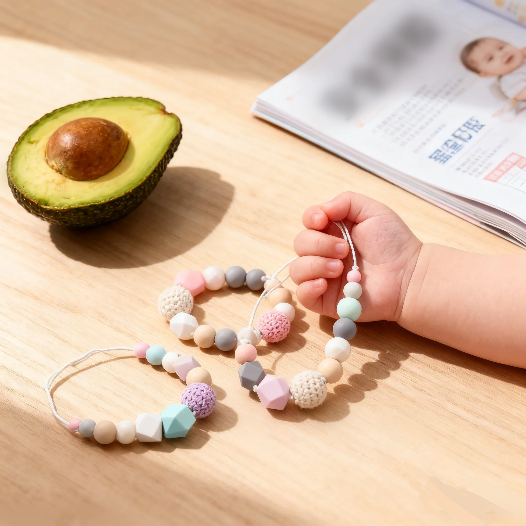 1pc Baby Zahnen Silikon Halskette Food Grade Silikon Perlen Hexagon Baby Spielzeug Silikon Perle BPA FREI Baby Beißring Pflege Image