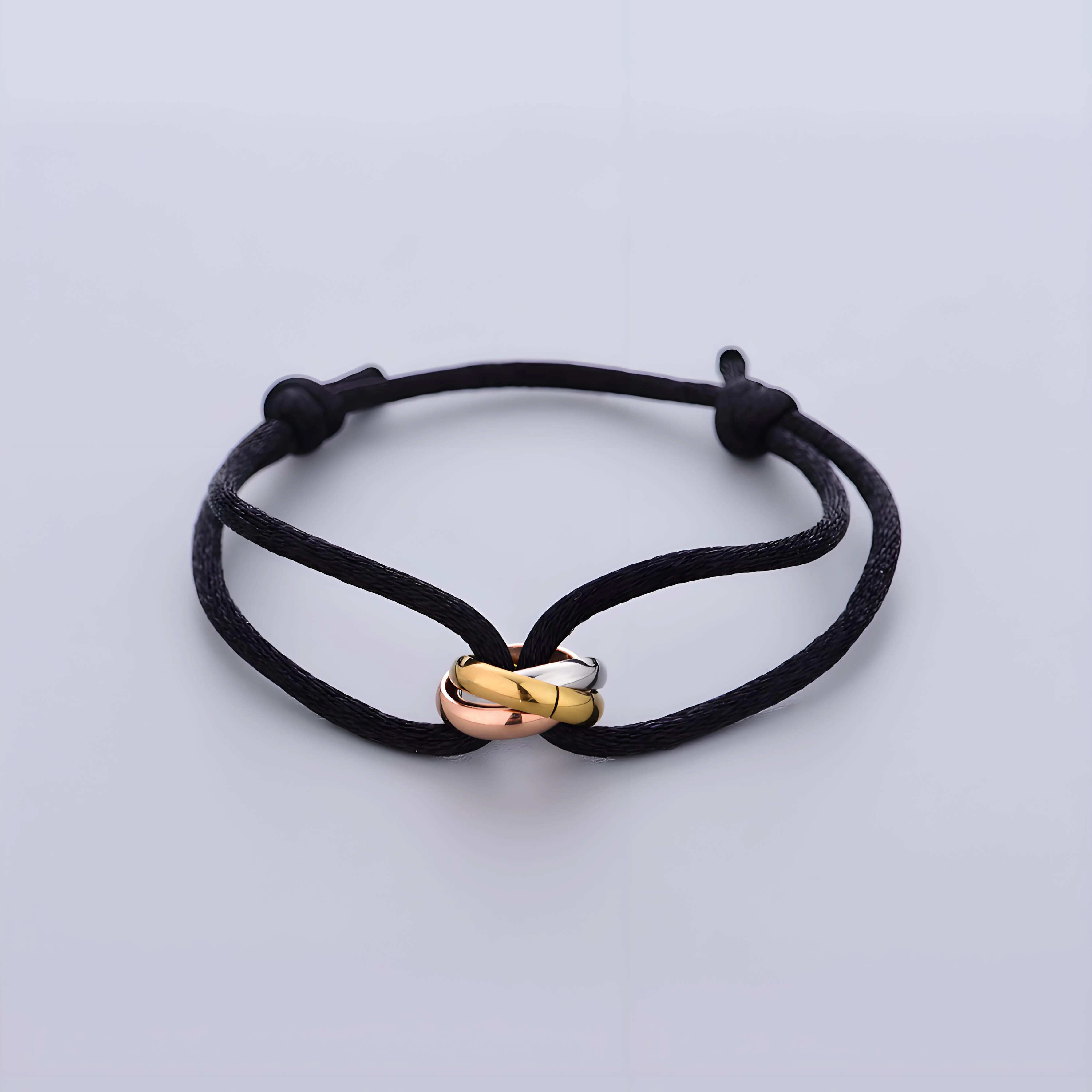 Trinity-Armband, Edelstahl, Kreis, Damen-Armband, verschiedene Farben des Seils, klassisch, beliebt, dreifarbig, Farbverlauf, Schmuck Image
