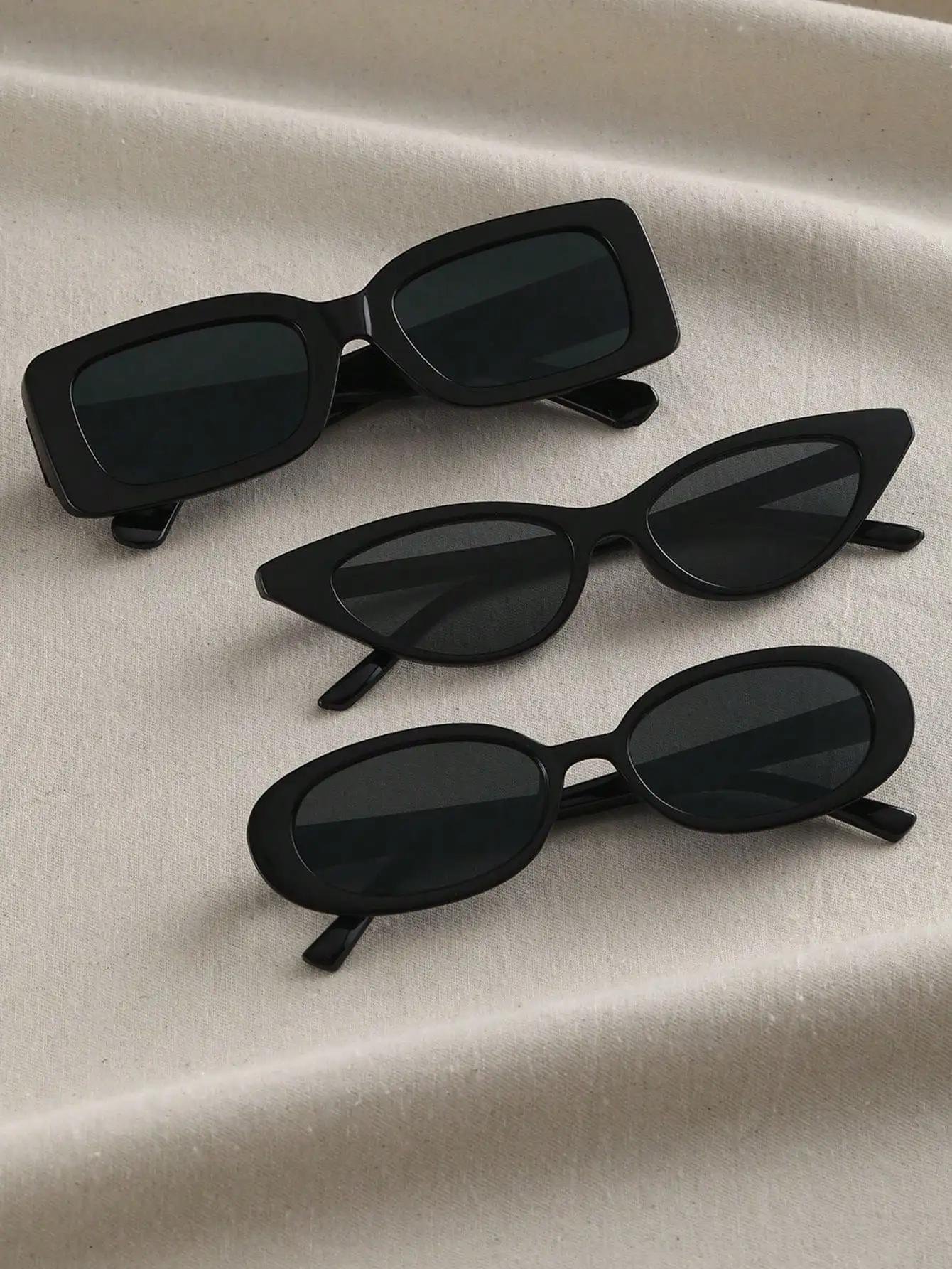 3PCS Unisex Cat Eye&Round&Square Kunststoffrahmen Mode Sonnenbrillen für Outdoor-Reisen Wandern Image