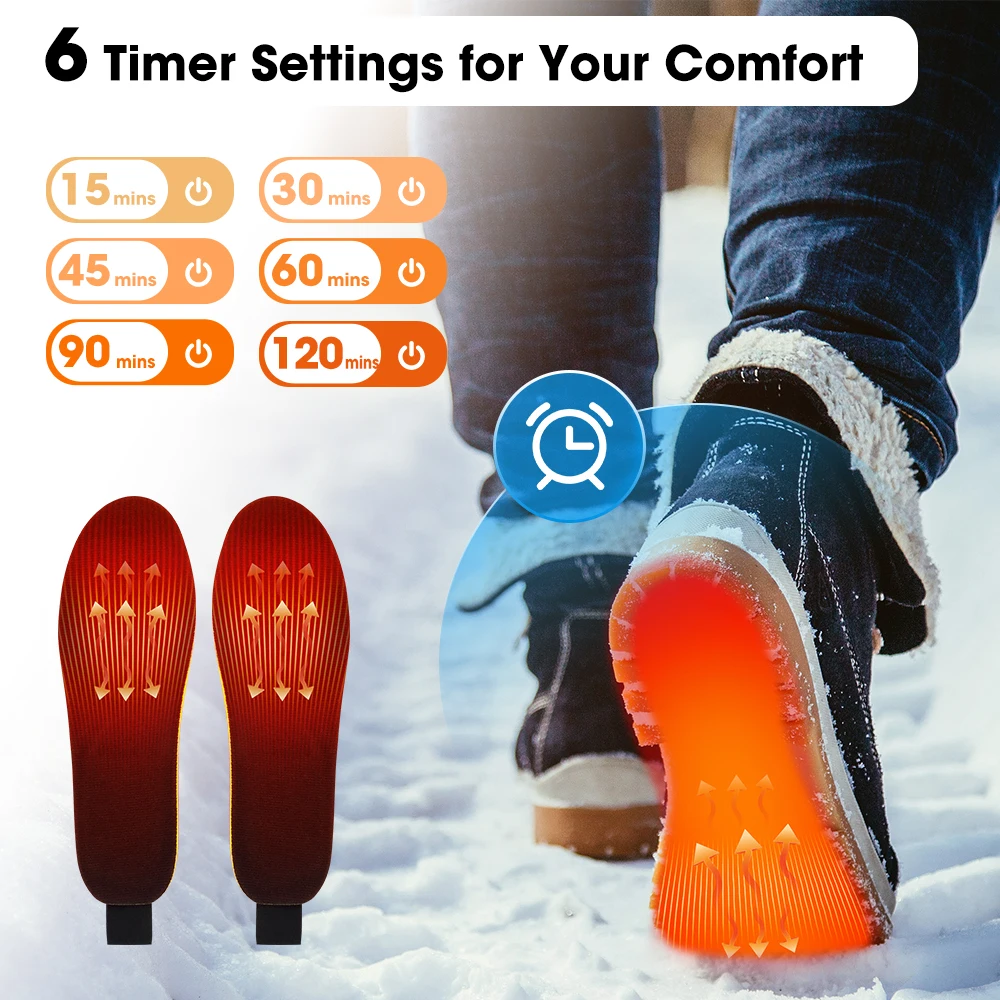 Intelligente beheizte Einlegesohlen, wiederaufladbares Fußwärmpad, APP-Steuerung, wärmende Füße für Winter- und Outdoor-Sportarten, verstellbares Heizschuhpolster Image