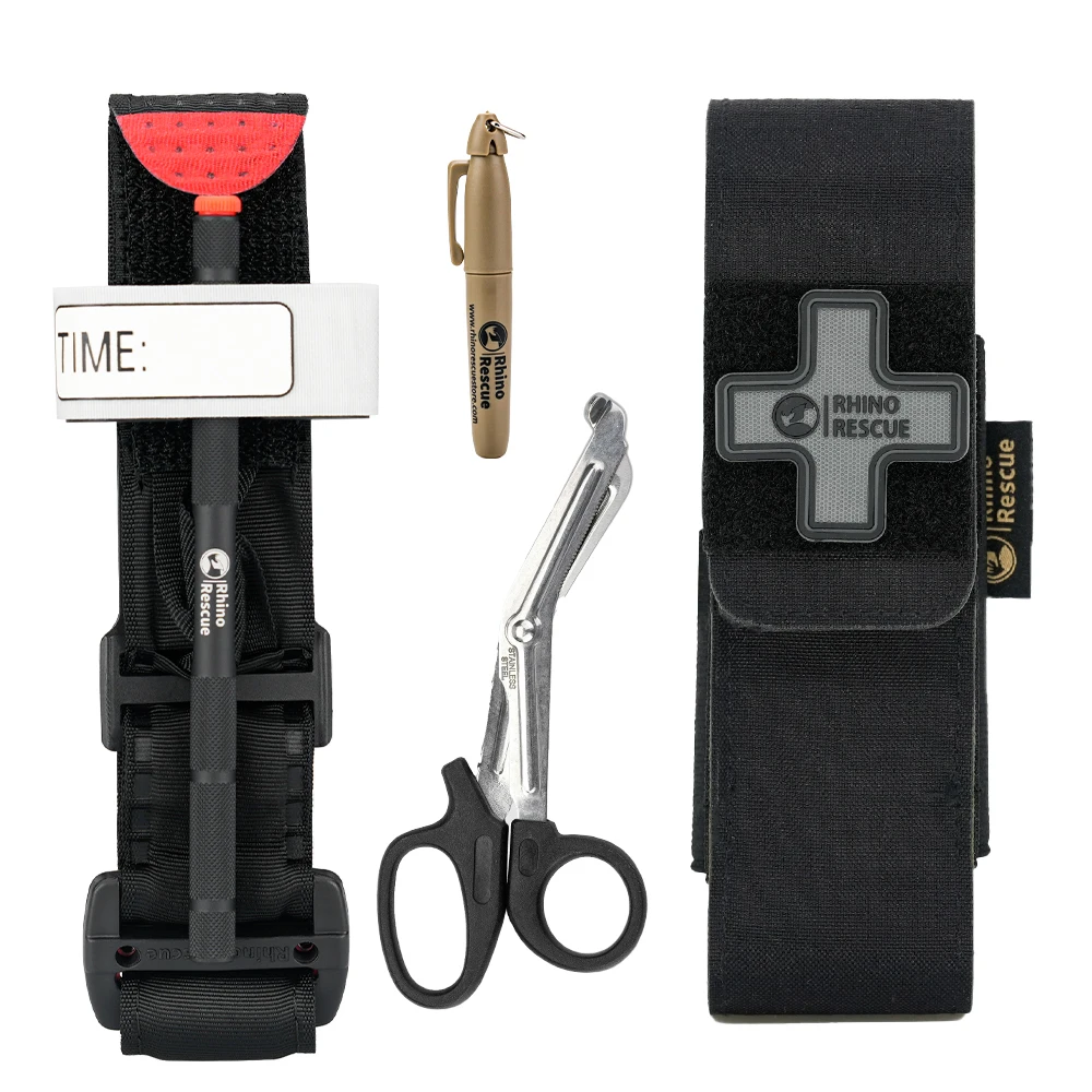 RHINO RESCUE Molle Tourniquet Pouch / Trauma-Schere und Marker | Taktische Erste Hilfe für Outdoor, Militär, Wandern | Schneller Zugang Image