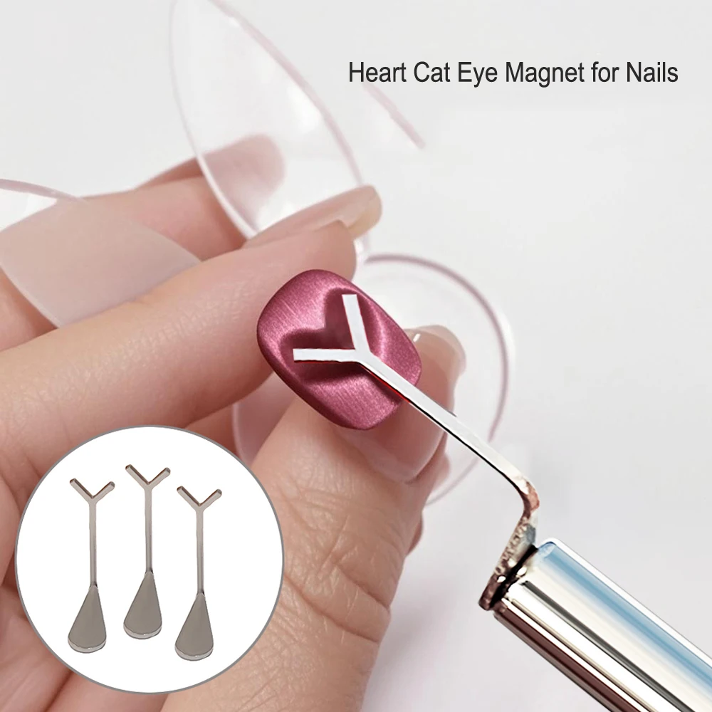 2/3-teiliges Herz-Katzenaugen-Nagelmagnet-Set in Y-Form, Zylinder-Magnetstab für die Erstellung von französischen Katzenaugen, Liebesform auf den Nägeln, Maniküre-Werkzeuge Image