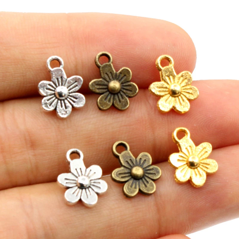 20pcs Charms Double Sided Blume 12x9mm Antike, Der Anhänger Fit, bronze Vintage Antike Silber Farbe, DIY Handgemachten Schmuck
