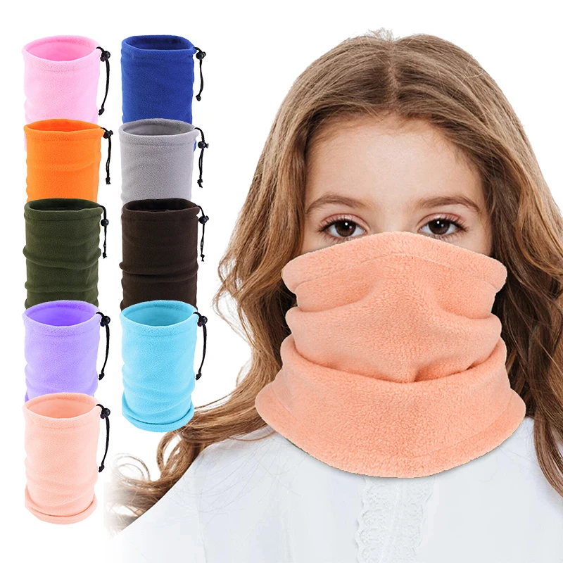 Neuer Kinder-Polarfleece-Schal für den Außenbereich, Winter, verstellbare Kordelzug-Halsabdeckung, multifunktionale warme Kapuze, Ski-Gesichtsmaske Image