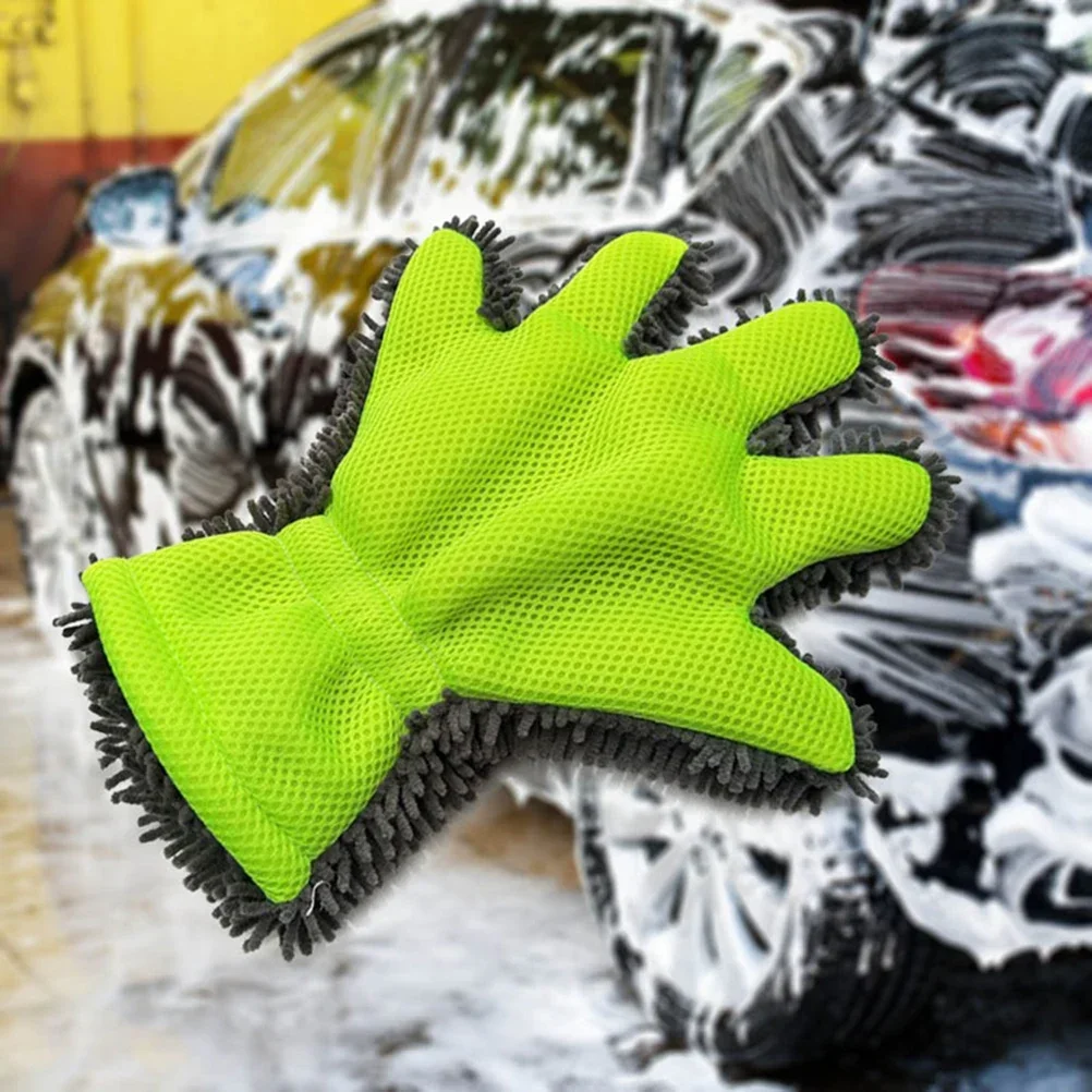 5-Finger Weiche Autowaschhandschuhe Reinigungsbürste für Auto- und Motorradwäsche Trockentücher Auto-Styling Image