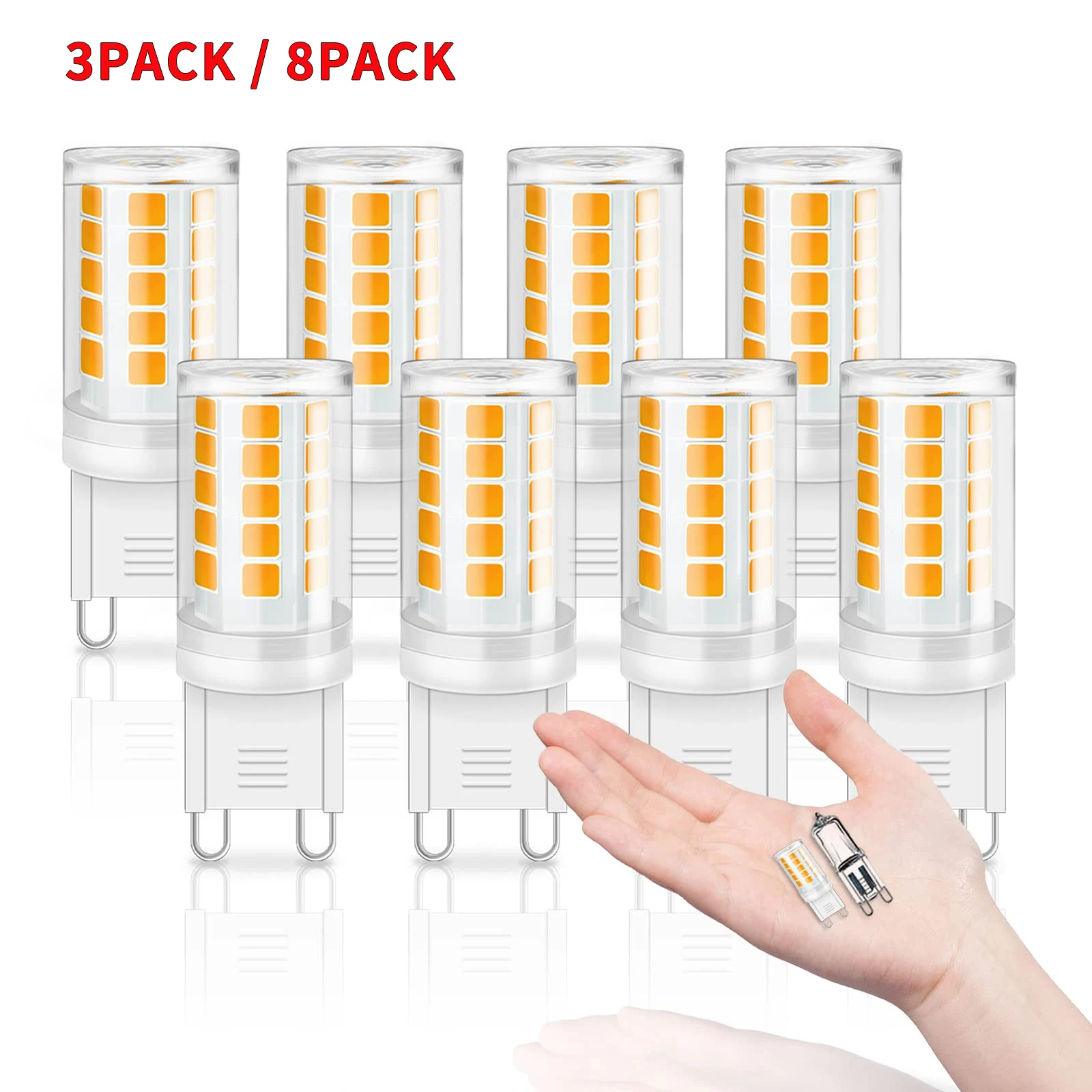 G9 LED-Lampen, 3 W, 220 V, 2700 K, warmweiß, kein Flimmern, LED-Lampe, 33 W, Halogenlampe, äquivalenter Kronleuchter-Anhänger, Mais-Glühbirnen, 360 lm