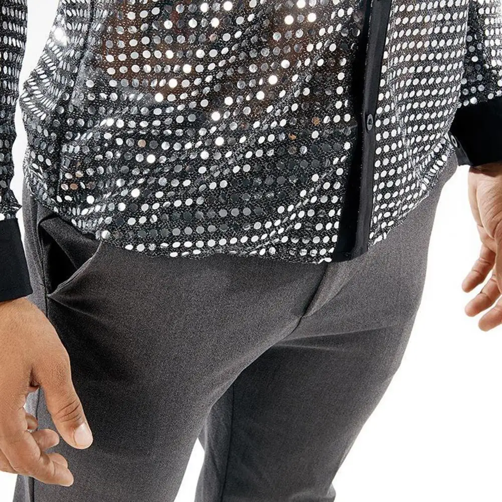 2025 M-2XL Herren Hemd Club Party Disco Hemd Glänzend Glänzend Slim Fit Pailletten Revers Vintage 70er Jahre Herren Performance Hemd Paillettenhemden Image
