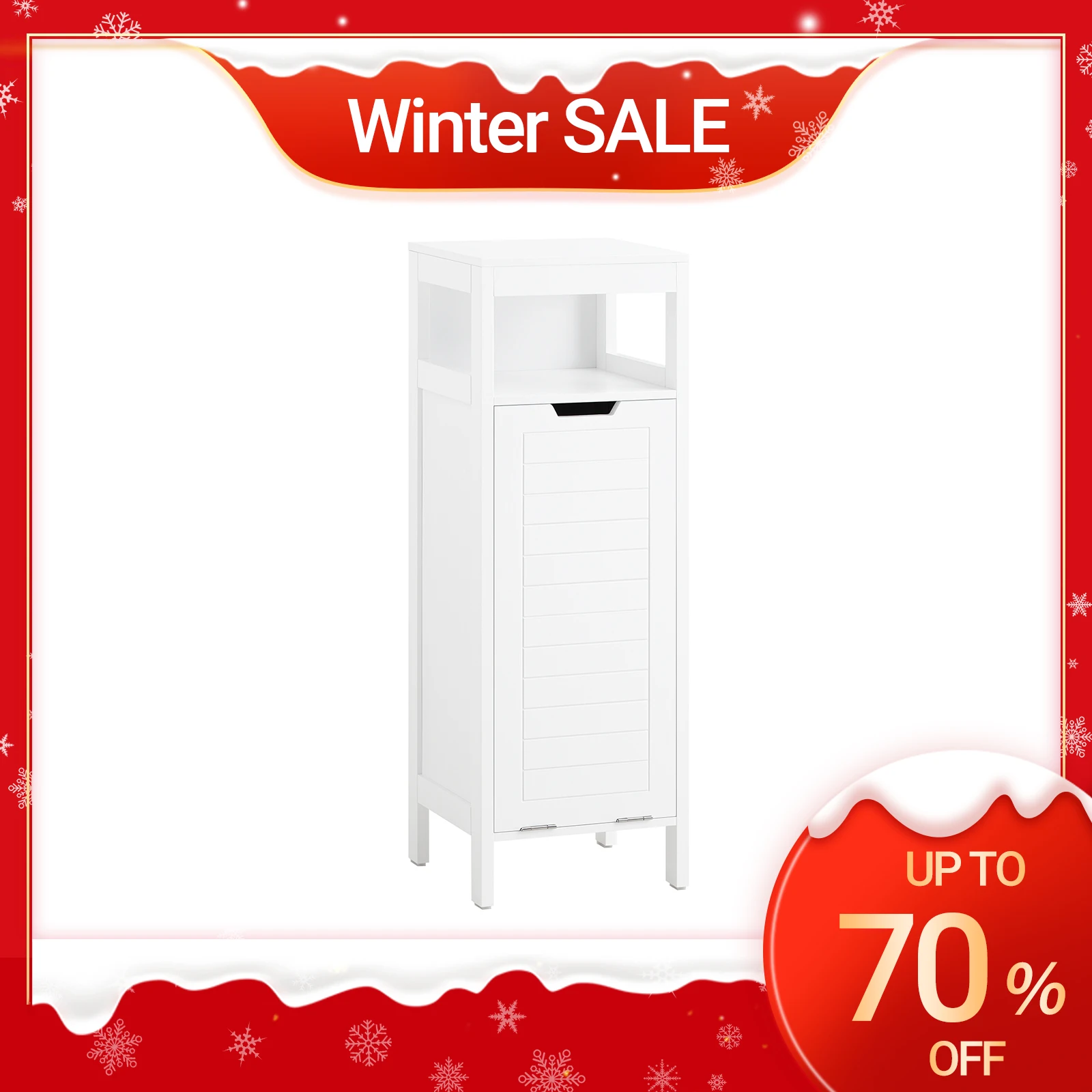 SoBuy BZR122-W Wäscheschrank mit ausklappbarem Wäschesack Wäschetruhe Wäschesammler Wäschekorb Badschrank BHT ca. 30x90x30 Image