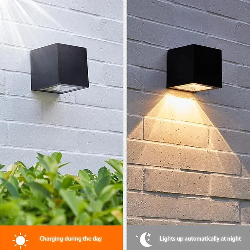 LED Solar Licht Outdoor Garten quadratische Wand lampe Sonnenlicht Sensor IP65 wasserdicht Innenhof Hof Balkon Zaun Dekoration Beleuchtung