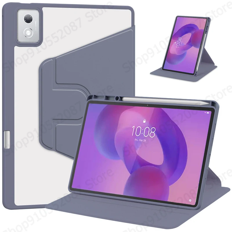Für Lenovo Idea Tab Pro Hülle mit Stifthalter, 360° drehbar, Acryl, transparent, hart, Tablet-Coque für Idea Tab Pro 12.7 TB373fu Hülle Image