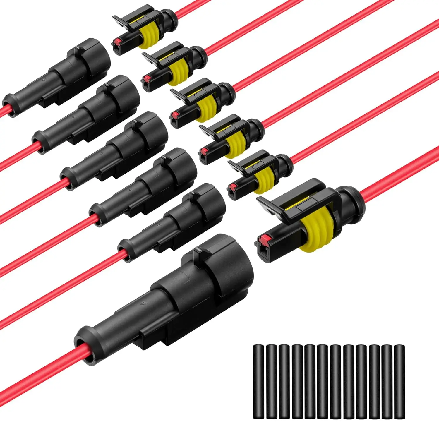 1-poliger Steckverbinder, wasserdicht, 16 AWG 1-Draht-Stecker, elektrischer Kfz-Steckverbinder mit Schrumpfschlauch, Kfz-LKW Image