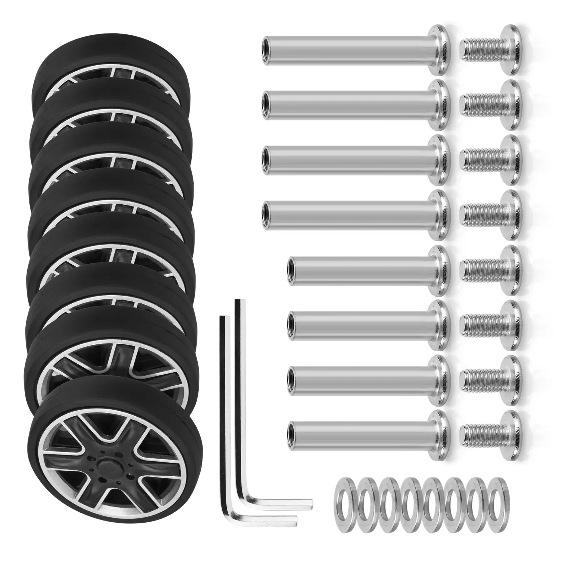 8Pcs Schwarz Gepäck Rad Ersatz mit Schraube Reise Gepäck Räder Ersatz Koffer Teile 55mm Achsen Caster Rad reparatur Image