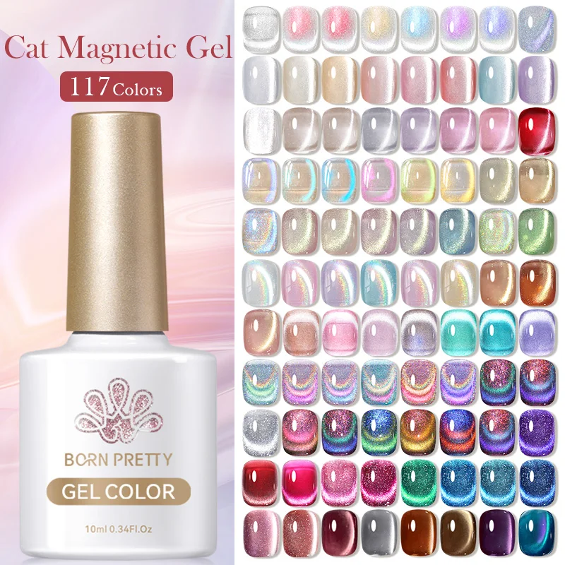 BORN PRETTY 117 Farben Cat Magnetischer Gel-Nagellack, 10 ml, vollständiger Lack, semi-permanent, super wunderschöne Nägel, Maniküre Image