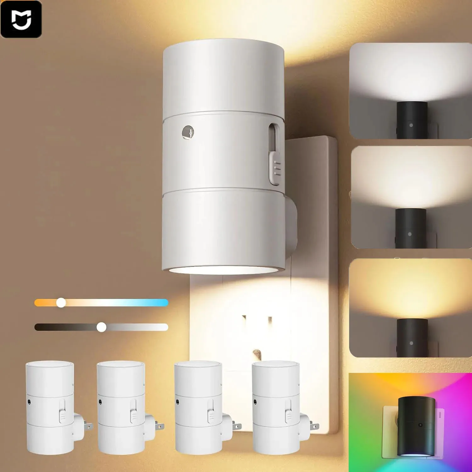 2-4er-Pack Nachtlicht zum Einstecken in die Steckdose, EU/US/UK-Stecker, Nachtlampe mit Dämmerungssensor, dimmbar, fürs Schlafzimmer