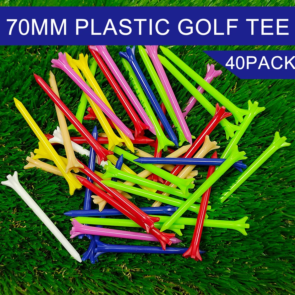 40er-Pack Golf-Tee-Set aus Kunststoff, 2–3/4 Zoll, unzerbrechliche Golf-Tees, verbesserte Haltbarkeit, reduzierte Reibung und erhöhte Antriebsabstand Image