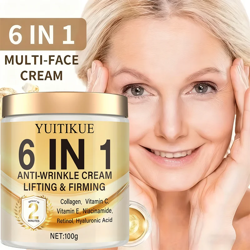 YUITIKUE 2 Min. Liftcreme 100 g – 6-in-1-Anti-Falten, mit Retinol und Kollagen, für alle Hauttypen, leicht und nicht fettend Image