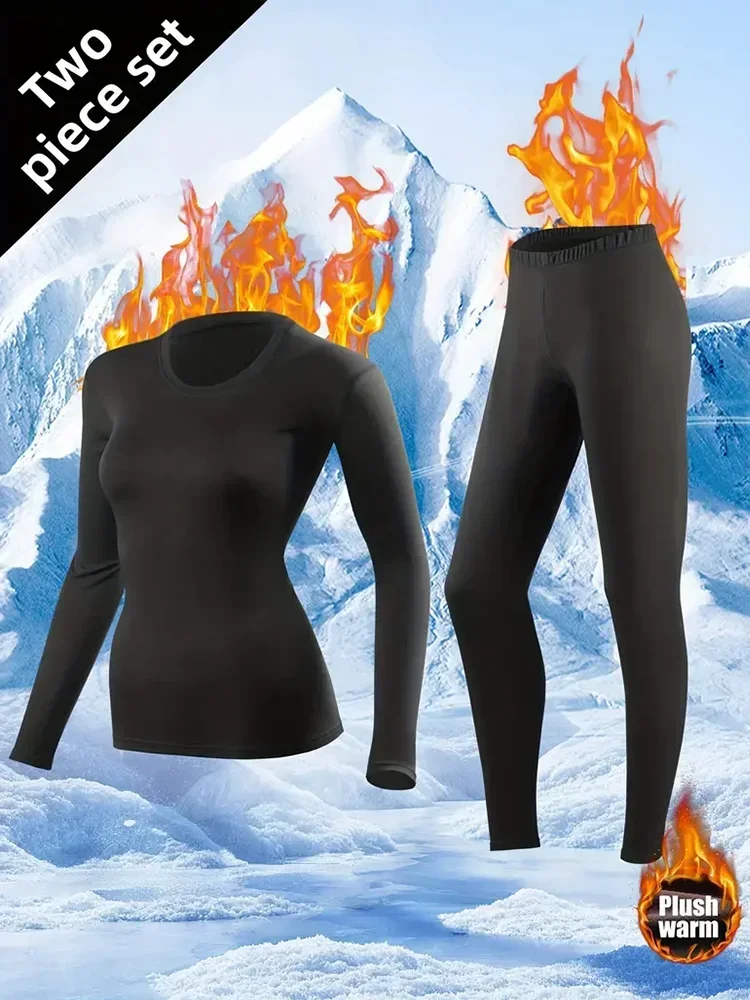 Frauen Warme Thermo-unterwäsche Sexy Damen Dessous Lange Unterhosen Frauen Geformte Sets Weibliche Mittleren Kragen Thermische Gestaltung Kleidung Image