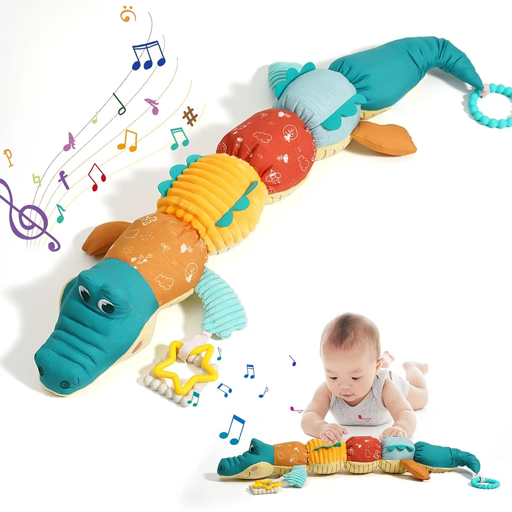 Tummy Time Toys 0-24 Monate Baby Musical Stofftier Kleinkind Lineal Design Rassel und Multi-Texturen Neugeborenen Spielzeug für Babys Image