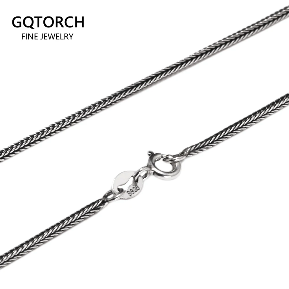 1,2 mm echte 925er Sterlingsilber-Halskette für Herren und Damen, Vintage-Fuchsschwanz, Vintage-Stil, massives Thai-Silber, italienischer feiner Schmuck