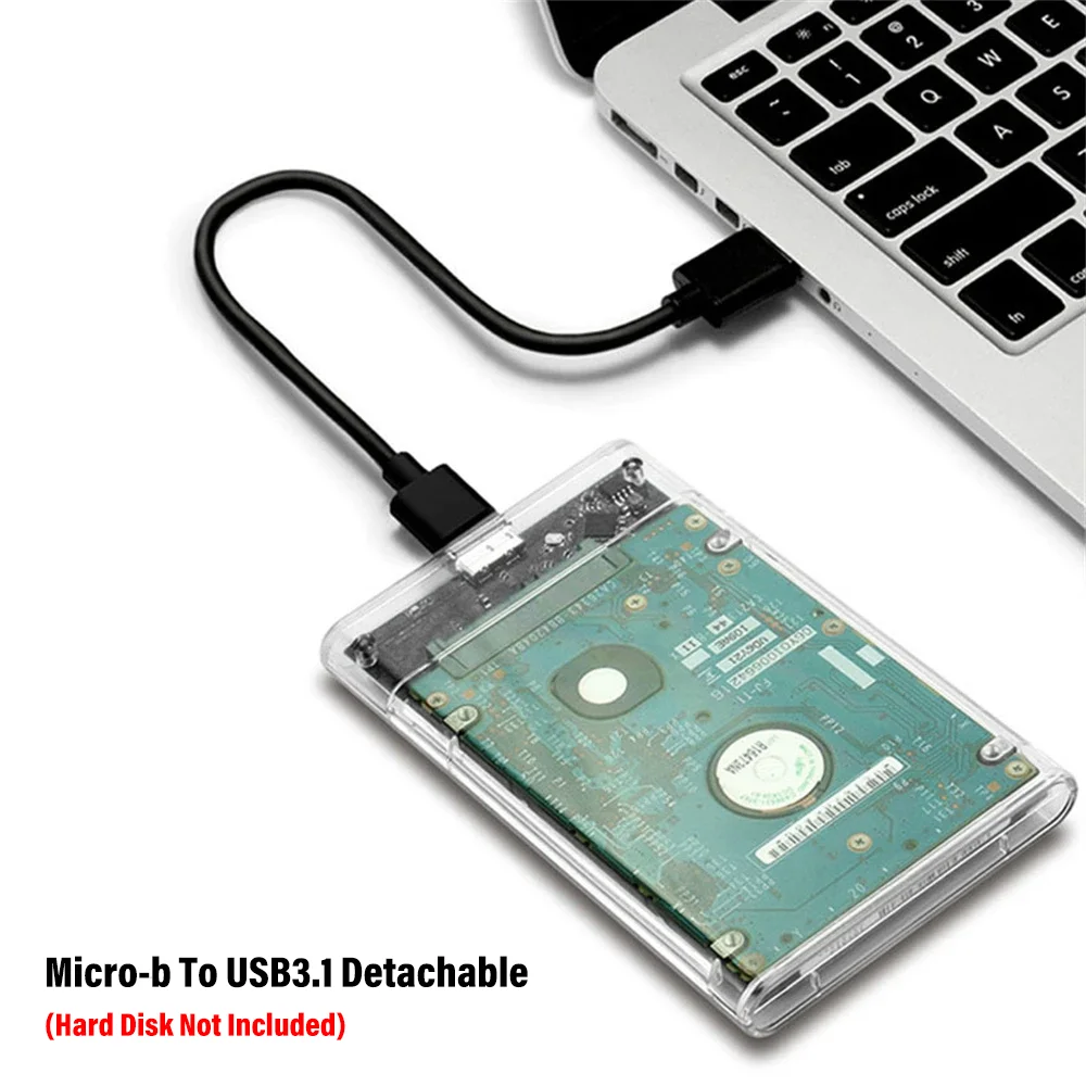 Transparentes externes Festplattengehäuse, 2,5 Zoll HDD SSD-Gehäuse, Micro-b auf USB 3.1 4 TB Laufwerksgehäuse, kompatibel mit UASP SATA III Laptop Image