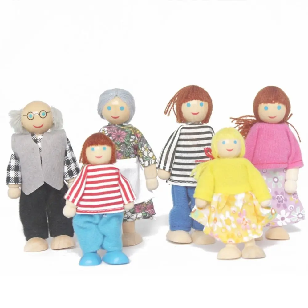 Holz Menschen Puppen Familie Mehrfarbige Gelenk Mobilität Spielzeug Figur Set Kinder Geschenk Foto Requisiten Holz Puppe Puppenhaus