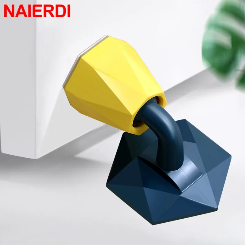 NAIERDI ABS Silikon Tür Stopper Diamant Form Verbesserte Saug Tür Halter Keine Punch Aufkleber Türstopper Wind-proof Tür Hardware Image