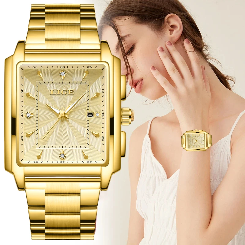 LIGE Mode Wasserdichte Uhr Für Frauen Top Marke Luxus Frauen Uhr Casual Sport Datum frauen Quarz Armbanduhren Montre Femme Image