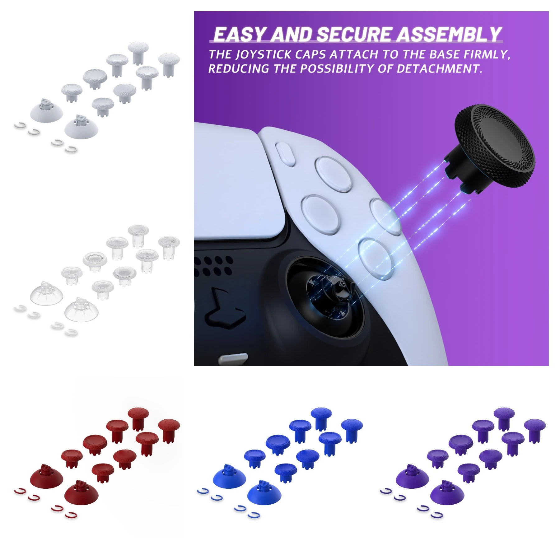 eXtremeRate ThumbsGear V3 Austauschbare ergonomische Thumbsticks für PS5/EDGE Controller, Ersatz-Analog-Thumbsticks für PS4 Image