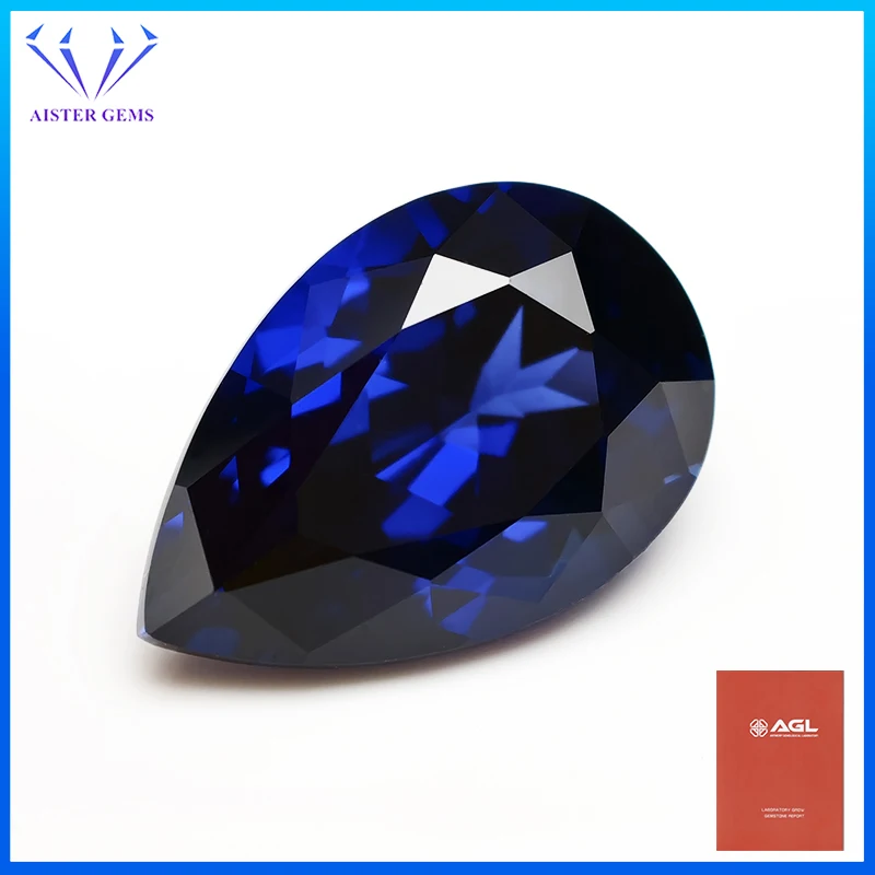 Top Royal Blue Pear Cut Lab Grown Saphir-Edelstein, synthetischer Saphirstein mit AGL-Zertifikat Image