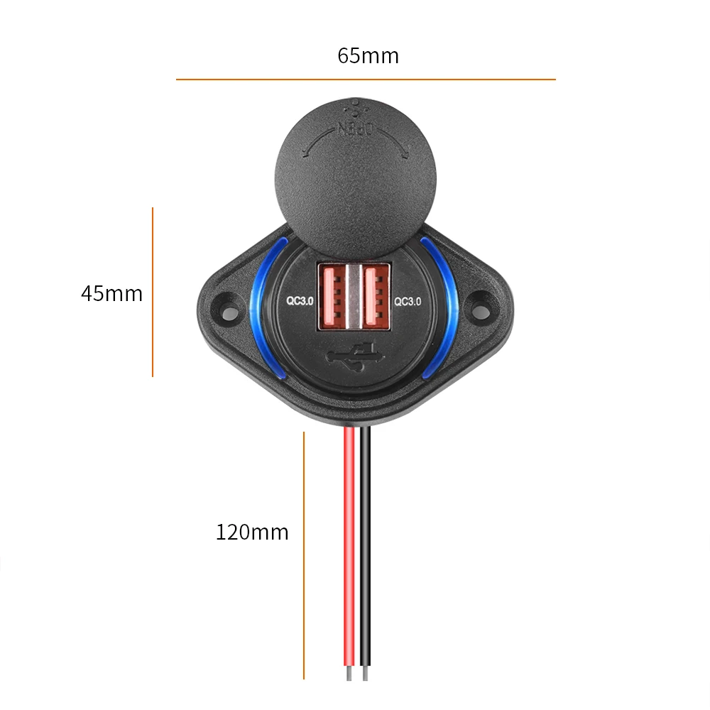 Dual USB Ladegerät Auto Ladegerät Steckdose Adapter Lade Panel Mount 12-24V Wasserdicht für Auto Motorrad Lkw ATV Boot