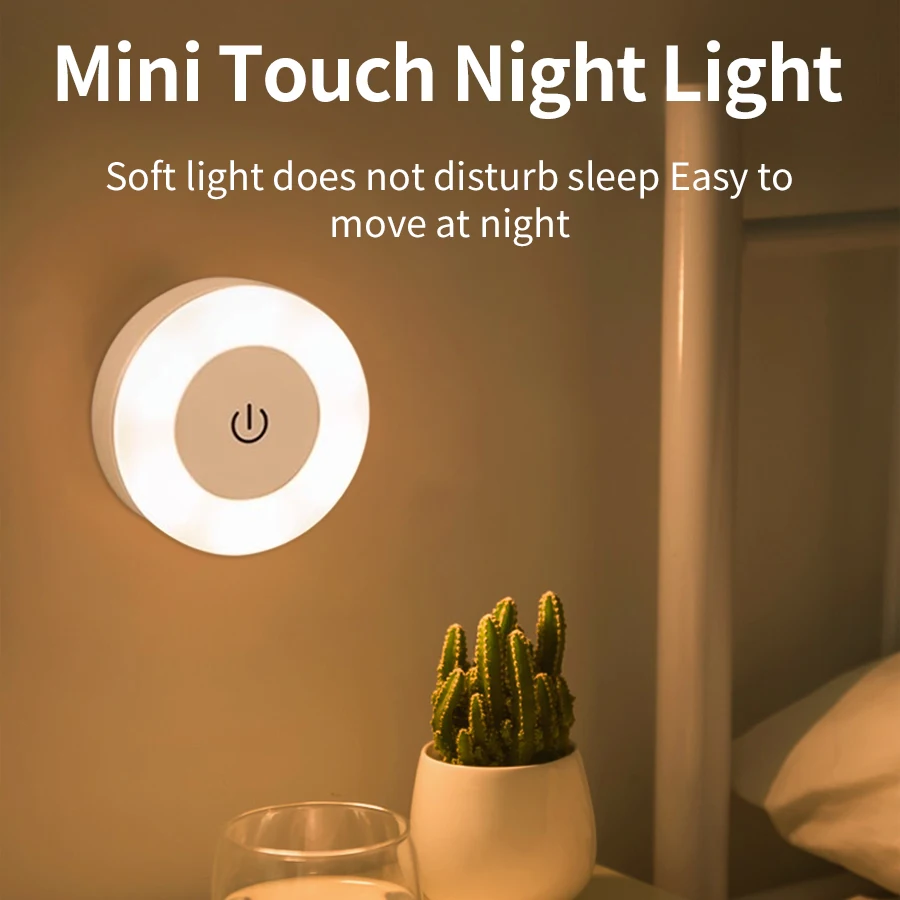 Drahtlose LED-Buchleuchte, 6 cm, wiederaufladbare Wandleuchte mit Touch-Schalter, Nachtlicht, 3 Farben, dimmbar, tragbar, zum Lesen im Schlafzimmer