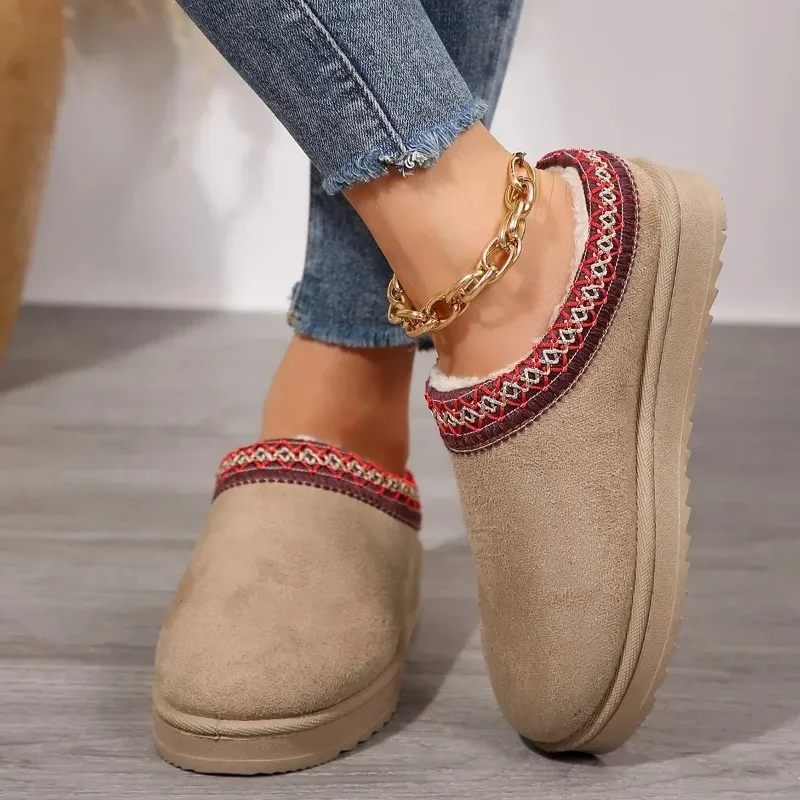 Winter 2024, neue Kaschmir-warme, dicke Sohle, absatzlos bedeckte Halbmopp-Kaschmir-warme Uggs