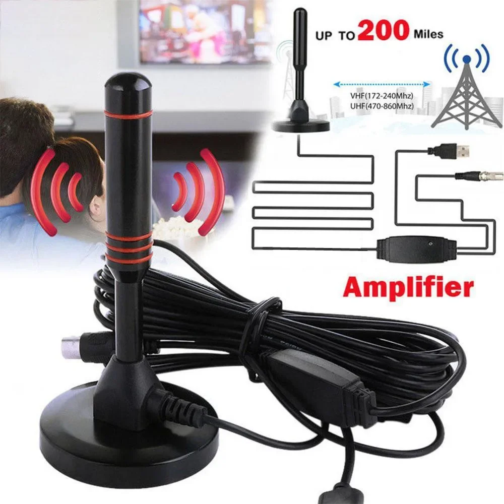 HD-Digital-TV-Antenne Indoor-verstärkte Tupfer antenne 200 Meilen Ultra-HDTV mit Verstärker UKW/UHF Quick Response Outdoor-Antenne Image
